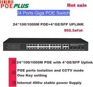 Switch 24 Ports with 4GE/Optical Fiber SFP Combo Uplink Network Gigabit CE/FCC/ROHS/Reach Certified