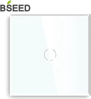 EU Standard 1 Gang 2 Way Wall Switch Light Touch Switch Black White Golden With Mirror Crystal Glass Panel 86mm