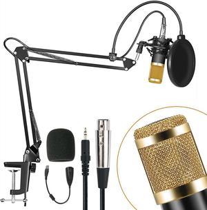 Metal USB Condenser Microphone Recording Microphone Karaoke Microphone for PC Laptop Studio Recording Mic With Sound Card