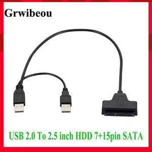 Usb To Sata USB 2.0 To 2.5inch HDD 7+15pin SATA Hard Drive Cable Adapter for SATA SSD & HDD adapter usb2.0 power supply