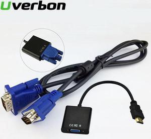 to VGA Video Converter Adapter Cable Set For Full 1080P Convert Signal From  Input Laptop PS3 to VGA Output Monitors