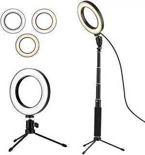 Lamp 3Modes USB Mini LED Video Ring Light Fall Light  with Telescopic Light Stand Tripod for Network  Facial Makeup