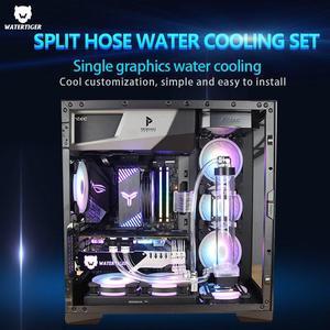 custom desktop computer split CPU water cooling hose set graphics card water cooling radiator RGB lamp