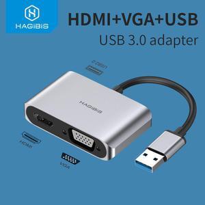 USB 3.0 to HDMI VGA Adapter 4K HD 1080P Multi-Display 2in1 USB to HDMI Converter Audio Video Cable for windows 7/8/10 OS