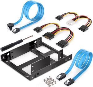 2.5 Inch to 3.5 Inch 2-Bay External HDD SSD Bracket Metal Mounting Kit Adapter Support With SATA Data Power Cables Set