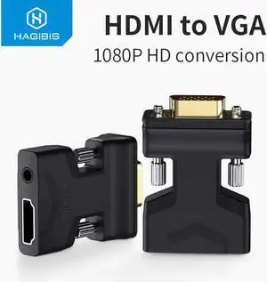 HDMI to VGA Adapter with Audio port Female video Converter 3.5mm jack 1080P for PS4 Laptop PC TV Box Monitor Projector