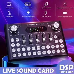 18 Sound Effects Dual DSP bluetooth Live Sound Card Webcast Headset Mic Voice Control for iOS Android Phone Computer