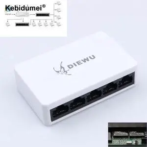 High speed 100Mbps 5 Ports portas Mini Fast Ethernet LAN RJ45 Network Switch Switcher Hub Desktop PC US/EU adapter