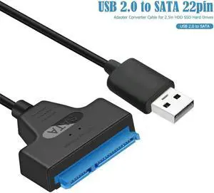 20cm HDD SSD Adapter Cables USB 2.0 to SATA 22pin Port Cord Wrie Converter 480 Mbps for 2.5in HDD SSD Solid Hard Drives Line