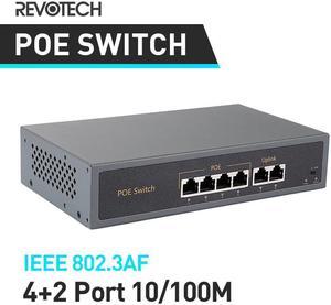 New 4+2 4-Port 10/100M POE Switch 60W 48V Power over Ethernet IEEE802.3af For IP Camera System Network Switch