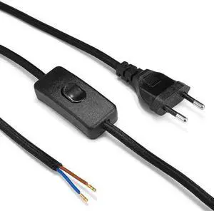 Plug Power Cable 2m  Pigtail Rewired ON/OFF Switch Cable EU Power Supply Cord For Extension Socket Lamp Project Radio