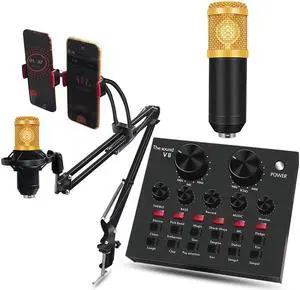 800 Studio Condenser Microphone V8 Audio USB Headset Microphone Smartphone Sound card E300 Wired for Computer