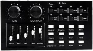 Sound Card for Headset Mic Mobile Phone Computer USB 1500Mah Recording Mixer for Live Broadcast K Song
