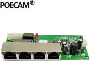 mini 5 port 10/100mbps network switch 5-12v wide input voltage smart ethernet pcb rj45 module with led built-in
