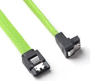 50CM SATA 3.0 III SATA3 7pin Data Cable Right Angle 6Gb/s SSD Cables HDD Hard Disk Data Cord with Nylon Sleeved(Green)