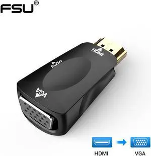 HDMI to VGA Adapter HDMI Male to VGA Felame HD 1080P Audio Cable Converter With 3.5 Jack for PC/HDTV DVD Projector Laptop
