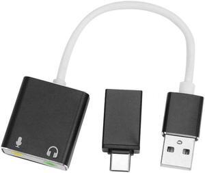 o Adapter External Stereo Sound Card with 3.5mm Headphone and Microphone Jack,Suitable for Windows, Mac,PC,Phone