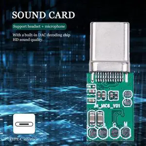 Type-C MusicExternal Sound Card Headphone Microphone Audio Converter3S1530A Decoder Module for Phone Tablet Computer PC