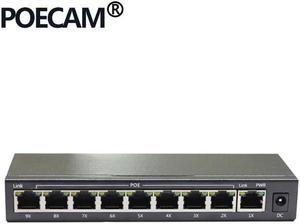 9 port poe switch network switches supply for ip camera Support Ieee802.3af/at Optinal 48V2A 50V1.25A with power adapter