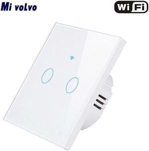 Smart touch switch WIFI network APP remote control EU standard 1/2/3gang tempered glass panel wall sticker light switch