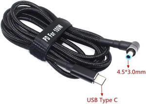100W USB Type C Power Adapter Converter to 4.5*3.0mm Dc Plug Connector PD Emulator Trigger Charging Cable Cord for  Laptop