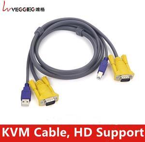 1.5M USB KVM 15 Pin Switch VGA Cable for USB 2.0 Type A To B 4Pin PC Computer Printer Monitor Adapter Converter