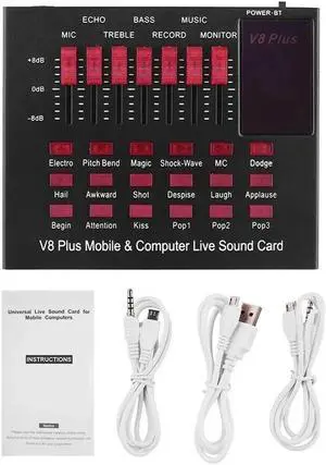 Plug Mobile Phone Broadcast Microphone Live Sound Card Karaoke Computer PC Video Chat Home Audio External Mixing Effect