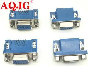 5PCS DB15 DR15 FEMALE PCB Mount CONNECTOR RIGHT ANGLE D-Sub 3Rows Blue Parallel Port CONNECTORS 15pin 15 pin VGA socket Adapter