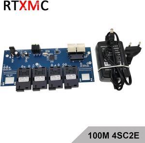 4SC2E Fast Ethernet 10/100M Ethernet Switch 6 Fiber Port SC 20KM 2 UTP RJ45 Fast Erhetnet Fiber Optical Switch with power supply
