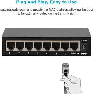 Switch 8 Port 10/100/1000Mbps Managed Switch IGMP VLAN Port Mirror ,full / half duplex adaptive Ethernet Repeater