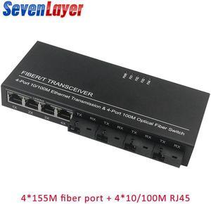 Fiber switch 4 RJ45 4 SC Optical Media Converter Single Mode fiber Port 10/100M