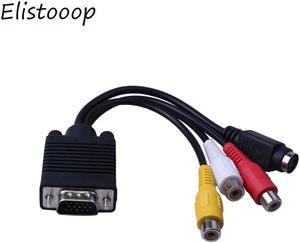 15 Pin VGA SVGA Male to S-Video 3 RCA Jack Female Composite AV  Out TV-Out Converter Adapter Cable for Laptop PC Video Cards
