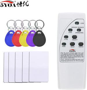 Handheld Rfid Card Reader Writer 125KHz Copier Duplicator ID Tags Programmer With Light Indicator EM4305 T5577 Key Card Keyfob(Only 5 Keys)