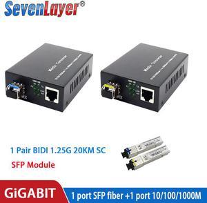 Media Converter SFP Transceiver Module 20KM 1000Mbps Fast Ethernet RJ45 to Fiber Optic switch 2 port LC Mode  2PCS