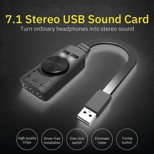 External Sound Card Virtual 7.1CH USB Sound Card Volume Adjustable 3-Port Output For Windows/Mac/Linux Game Headphone