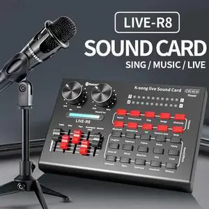 Sound Mixer Board 15 special effects for Live Streaming Voice Changer Sound Card with Multiple Sound Effect Audio Mixer