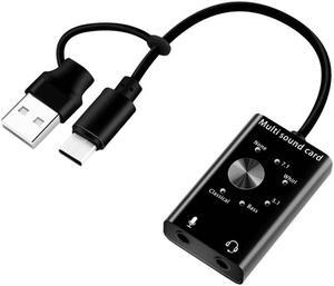 USB 7.1 Sound Card External USB to Earphone/Microphone Interface Sound Card for Windows/Mac/Linux