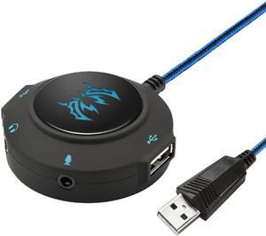 S2 USB Sound Card HUB Stereo Headphones Mic Adapter External Audio Converter Splitter External Audio Converter