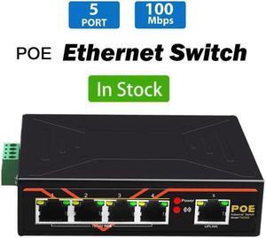 5 Port Industrial Ethernet Switch 48V 10/100Mbps Network Switch POE DIN Rail Type Network RJ45 Lan Hub adapter Signal Strengthen