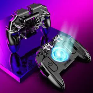 6 Finger Game Controller Gamepad Joystick Fire Trigger With Heat Cooling Fan For PUBG