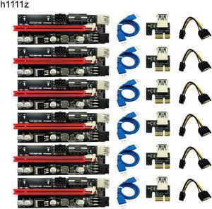 6pcs Newest VER009 USB 3.0 PCI-E Riser VER 009S Express 1X 4x 8x 16x Extender Riser Adapter Card SATA 15pin to 6 pin Power Cable