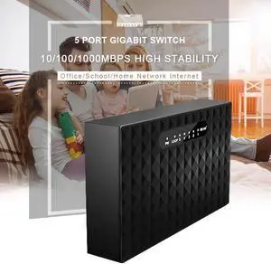 5 Port Gigabit Network Switch Desktop Switch 10/100/1000Mbps Fast Ethernet Network Switch Full-Duplex & Half-Duplex LAN