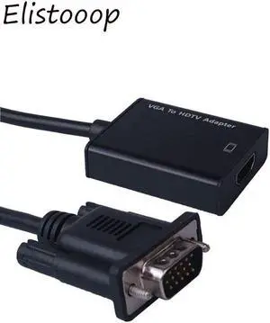 1080P VGA Male to HDMI Female Converter Adapter Cable for Laptop Destop to TV Projector Monitor with Audio USB Cable