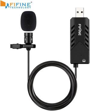 Lavalier  Clip-on Cardioid Condenser Computer mic plug and play USB Microphone With Sound Card for PC and Mac -K053