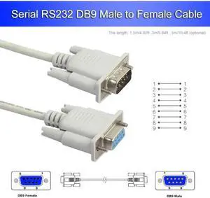 1.5m//5m Serial RS232 9-Pin Male to Female DB9 9-Pin Audio Extension Converter Cable Cord Wire Line for Computer Monitor