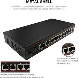 10 Ports SPOE Network Switch 10/100Mbps Network Vlan Smart Switch 250M POE Power Over Ethernet Switch POE Network For IP Camera