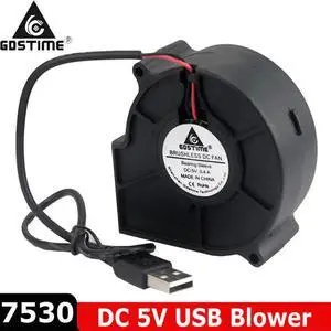 2 pieces LOT DC 5V USB 75mm 75x30mm 7530 7cm 70mm Air Flow Cooling Blower Fan