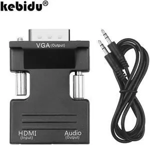 HDMI to VGA Female to Male Mini Adapter Converter with Audio Adapter Cable Support 1080P Signal Output
