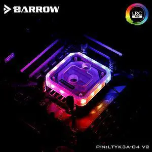LTYK3A-04-V2, For RyzenAMD/AM4/AM3 CPU Water Blocks, LRC RGB v2 Acrylic Microcutting Microwaterway Water Cooling Block