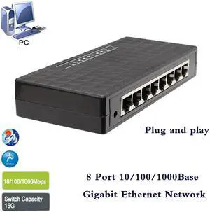 speed 8 Port Network Gigabit Switch 10/100/1000Mbps Fast Ethernet Switcher Lan Hub Full/Half duplex Exchange Plug and Play